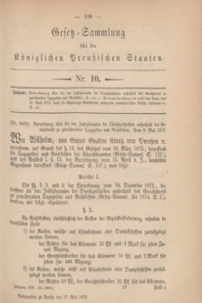 Gesetz-Sammlung für die Königlichen Preußischen Staaten. 1876, Nr. 10 (27 Mai)
