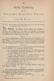 Gesetz-Sammlung für die Königlichen Preußischen Staaten. 1876, Nr. 11 (8 Juni)