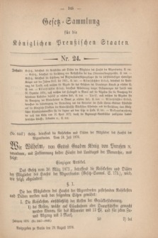 Gesetz-Sammlung für die Königlichen Preußischen Staaten. 1876, Nr. 24 (29 August)