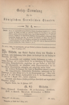 Gesetz-Sammlung für die Königlichen Preußischen Staaten. 1877, Nr. 4 (3 März)