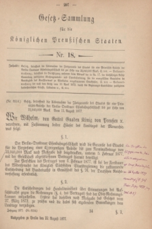 Gesetz-Sammlung für die Königlichen Preußischen Staaten. 1877, Nr. 18 (22 August)