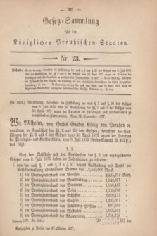Gesetz-Sammlung für die Königlichen Preußischen Staaten. 1877, Nr. 23 (27 Oktober)