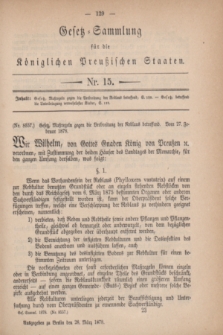 Gesetz-Sammlung für die Königlichen Preußischen Staaten. 1878, Nr. 15 (28 März)