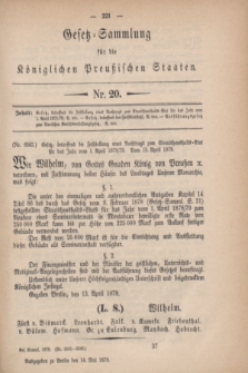 Gesetz-Sammlung für die Königlichen Preußischen Staaten. 1878, Nr. 20 (14 Mai)