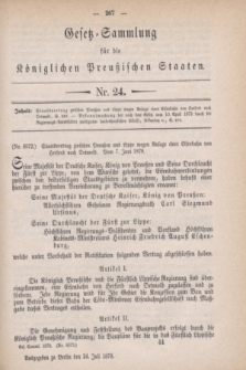 Gesetz-Sammlung für die Königlichen Preußischen Staaten. 1878, Nr. 24 (24 Juli)