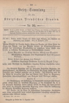 Gesetz-Sammlung für die Königlichen Preußischen Staaten. 1878, Nr. 32 (11 Dezember)