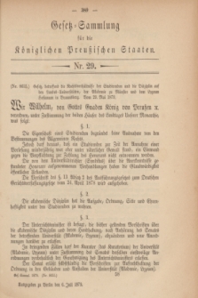 Gesetz-Sammlung für die Königlichen Preußischen Staaten. 1879, Nr. 29 (6 Juli) + wkładka