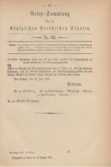 Gesetz-Sammlung für die Königlichen Preußischen Staaten. 1879, Nr. 32 (16 August)