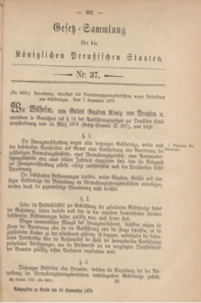 Gesetz-Sammlung für die Königlichen Preußischen Staaten. 1879, Nr. 37 (16 September)
