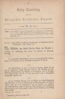 Gesetz-Sammlung für die Königlichen Preußischen Staaten. 1881, Nr. 4 (3 März)