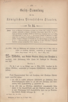 Gesetz-Sammlung für die Königlichen Preußischen Staaten. 1881, Nr. 14 (16 April)