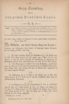 Gesetz-Sammlung für die Königlichen Preußischen Staaten. 1883, Nr. 9 (1 April) + dod.