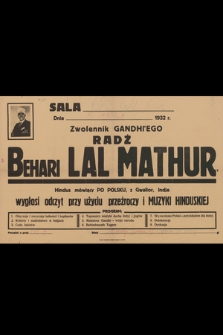 Zwolennik Gandhi'ego radż Behari Lal Mathur