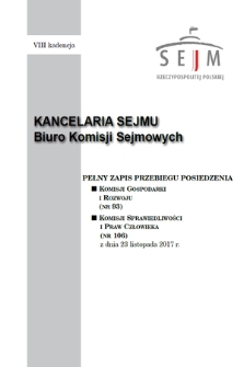 Pełny Zapis Przebiegu Posiedzenia Komisji Sprawiedliwości i Praw Człowieka (nr 106) z dnia 23 listopada 2017 r.