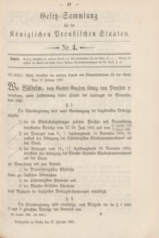 Gesetz-Sammlung für die Königlichen Preußischen Staaten. 1885, Nr. 4 (27 Februar)