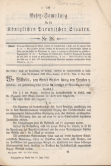 Gesetz-Sammlung für die Königlichen Preußischen Staaten. 1886, Nr. 18 (10 Juni)