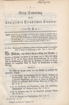 Gesetz-Sammlung für die Königlichen Preußischen Staaten. 1887, Nr. 3 (7 Februar)