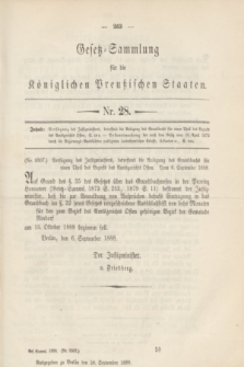 Gesetz-Sammlung für die Königlichen Preußischen Staaten. 1888, Nr. 28 (28 September)