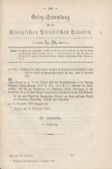 Gesetz-Sammlung für die Königlichen Preußischen Staaten. 1889, Nr. 28 (2 Dezember)