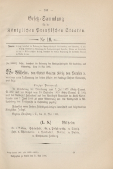 Gesetz-Sammlung für die Königlichen Preußischen Staaten. 1905, Nr. 19 (31 Mai)