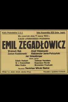 We czwartek dnia 17 marca 1932 r. Zjazd Literackiego Poznania