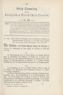 Gesetz-Sammlung für die Königlichen Preußischen Staaten. 1905, Nr. 31 (5 August)