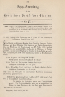 Gesetz-Sammlung für die Königlichen Preußischen Staaten. 1897, Nr. 27 (30 Juni)