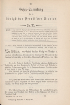 Gesetz-Sammlung für die Königlichen Preußischen Staaten. 1897, Nr. 35 (23 August)