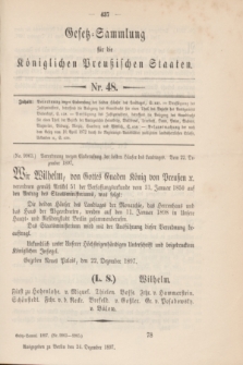 Gesetz-Sammlung für die Königlichen Preußischen Staaten. 1897, Nr. 48 (24 Dezember) + dod.
