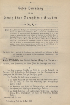 Gesetz-Sammlung für die Königlichen Preußischen Staaten. 1898, Nr. 8 (27 April)