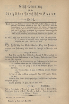 Gesetz-Sammlung für die Königlichen Preußischen Staaten. 1898, Nr. 10 (5 Mai)