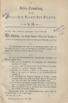 Gesetz-Sammlung für die Königlichen Preußischen Staaten. 1898, Nr. 13 (17 Mai)