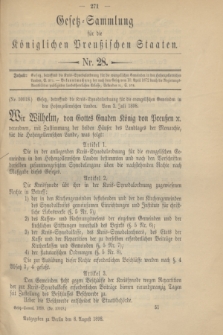 Gesetz-Sammlung für die Königlichen Preußischen Staaten. 1898, Nr. 28 (8 August)