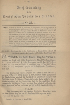 Gesetz-Sammlung für die Königlichen Preußischen Staaten. 1898, Nr. 31 (31 August)