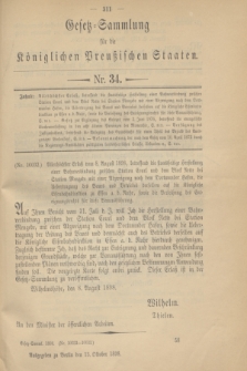 Gesetz-Sammlung für die Königlichen Preußischen Staaten. 1898, Nr. 34 (13 October)