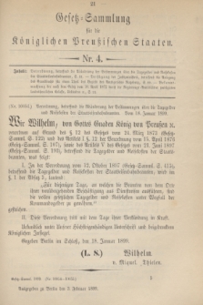 Gesetz-Sammlung für die Königlichen Preußischen Staaten. 1899, Nr. 4 (3 Februar)