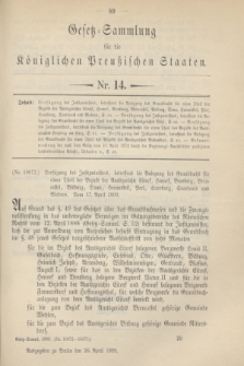 Gesetz-Sammlung für die Königlichen Preußischen Staaten. 1899, Nr. 14 (26 April)