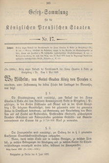 Gesetz-Sammlung für die Königlichen Preußischen Staaten. 1899, Nr. 17 (6 Juni)