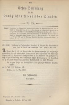 Gesetz-Sammlung für die Königlichen Preußischen Staaten. 1899, Nr. 18 (14 Juni)