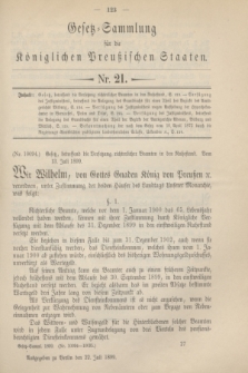Gesetz-Sammlung für die Königlichen Preußischen Staaten. 1899, Nr. 21 (22 Juli)