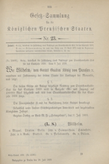 Gesetz-Sammlung für die Königlichen Preußischen Staaten. 1899, Nr. 23 (28 Juli)