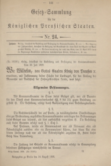 Gesetz-Sammlung für die Königlichen Preußischen Staaten. 1899, Nr. 24 (14 August)