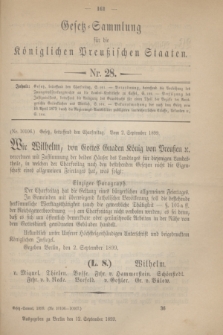 Gesetz-Sammlung für die Königlichen Preußischen Staaten. 1899, Nr. 28 (12 September)