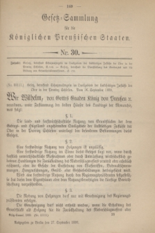 Gesetz-Sammlung für die Königlichen Preußischen Staaten. 1899, Nr. 30 (27 September)