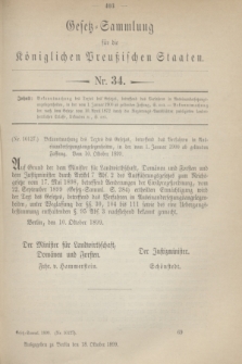 Gesetz-Sammlung für die Königlichen Preußischen Staaten. 1899, Nr. 34 (18 Oktober)