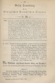 Gesetz-Sammlung für die Königlichen Preußischen Staaten. 1899, Nr. 36 (27 Oktober)