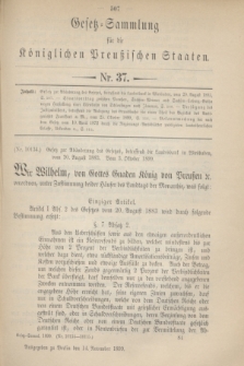 Gesetz-Sammlung für die Königlichen Preußischen Staaten. 1899, Nr. 37 (14 November)