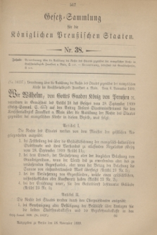 Gesetz-Sammlung für die Königlichen Preußischen Staaten. 1899, Nr. 38 (18 November)