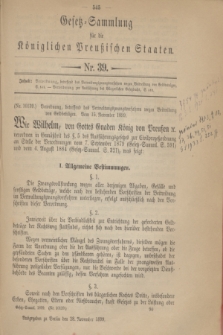 Gesetz-Sammlung für die Königlichen Preußischen Staaten. 1899, Nr. 39 (28 November)