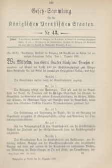 Gesetz-Sammlung für die Königlichen Preußischen Staaten. 1899, Nr. 43 (21 Dezember)